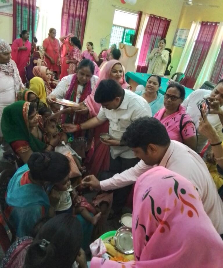 राष्ट्रीय पोषण माह का समापन,चार बच्चों का अन्नप्राशन हुआ