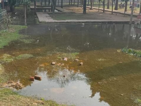 Greater noida:पार्क में निर्माण कार्य की गुणवत्ता पर उठे सवाल,निवासियों ने किया विरोध